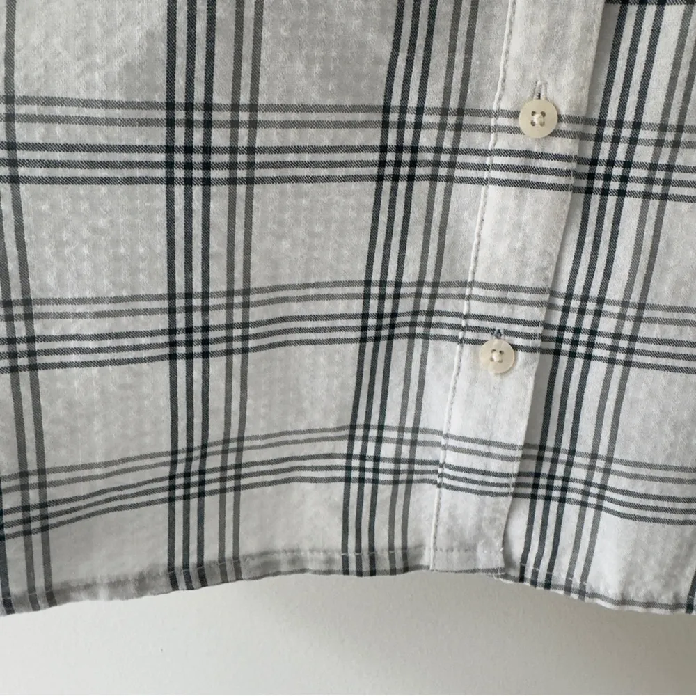 Madewell Plaid Cottagecore Gray and White Button Down Long Sleeve Dress Light S - Image 4