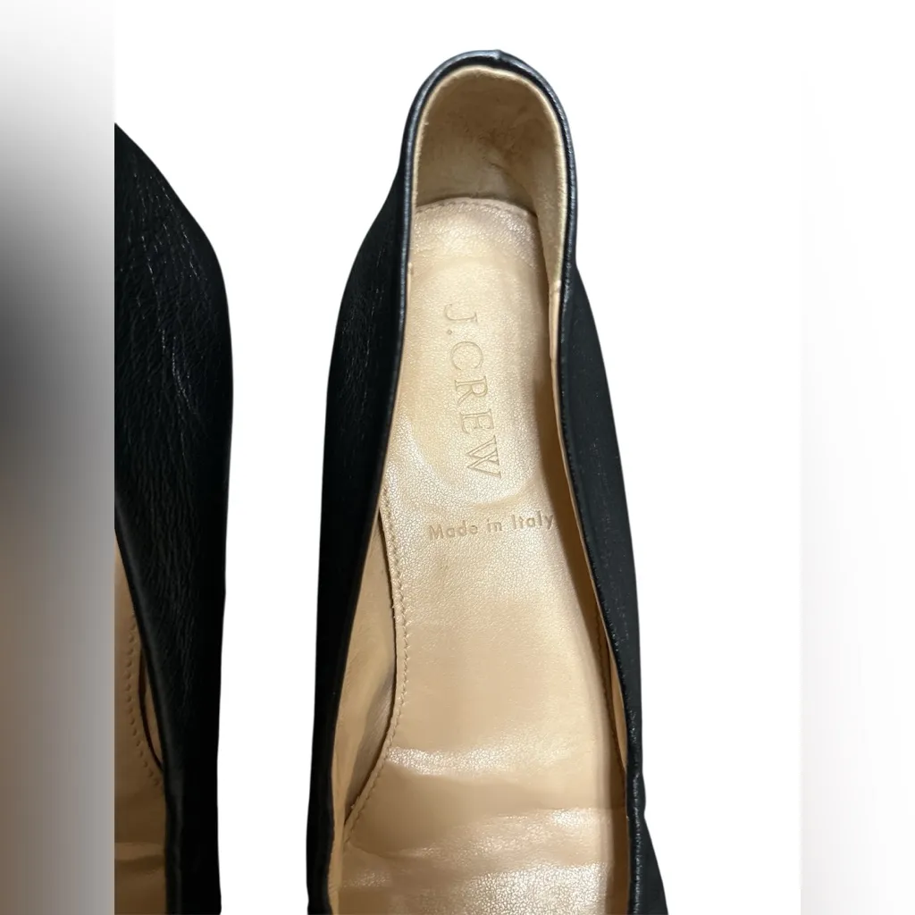 J. Crew Black Leather,ballerina flats,size 6,Made in Italy - Image 2
