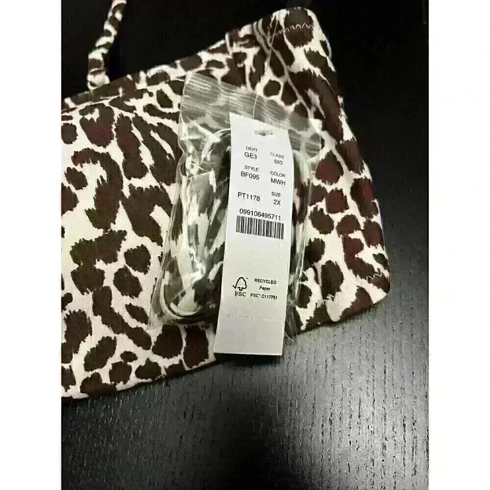 J. Crew Bikini Top Women's Size 2X, Knot Bandeau Style, Leopard Print, Brown - Image 4