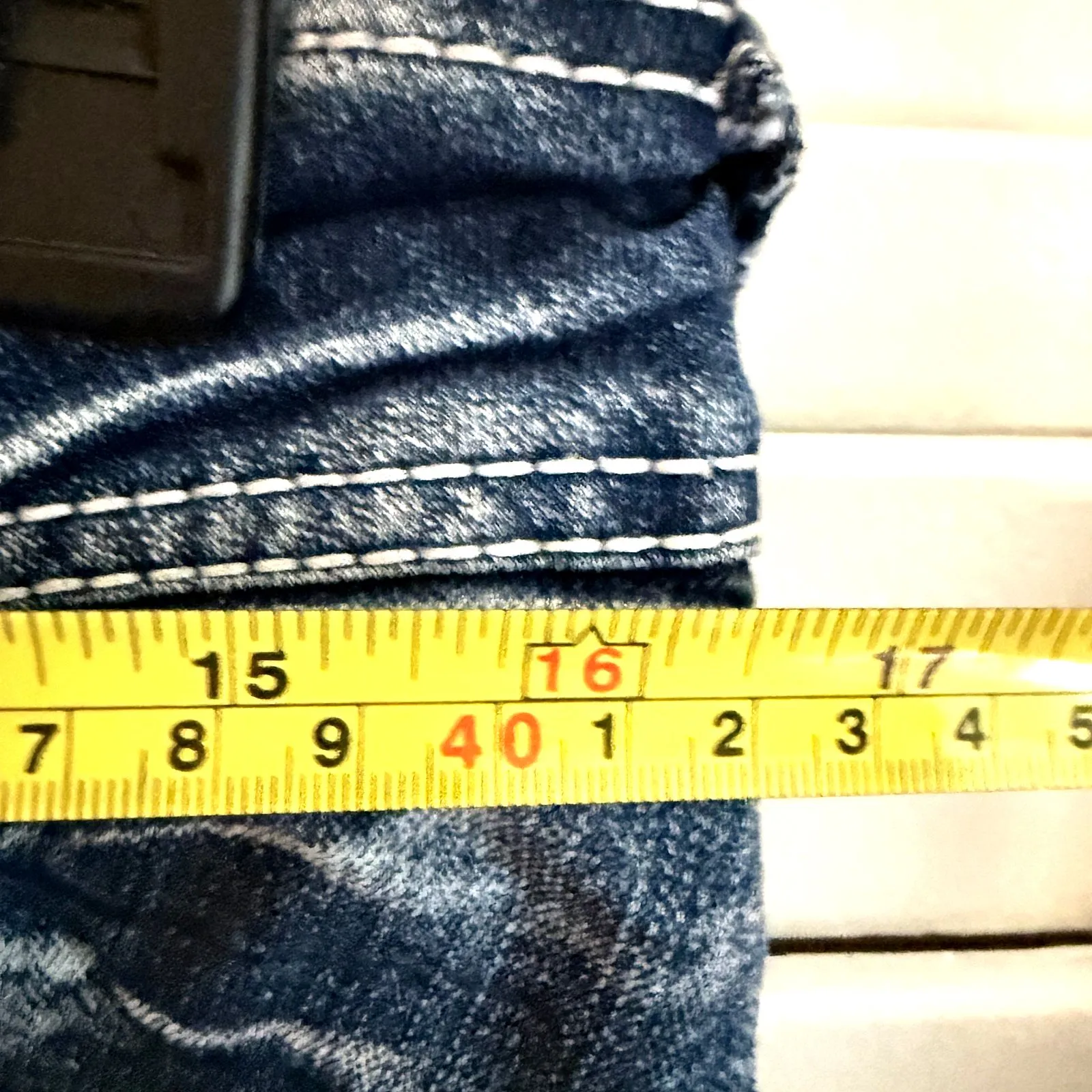 Y2K Wallflower Heavy Contrast Stitch Embroidered Pocket Bling Bootcut Jeans 13 Blue Size undefined - Image 7