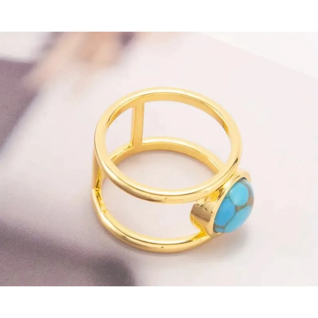 New Women's Large Turquoise Gold Filled Ring, Bar Band, Size 5, Jewelry‎ - Image 7
