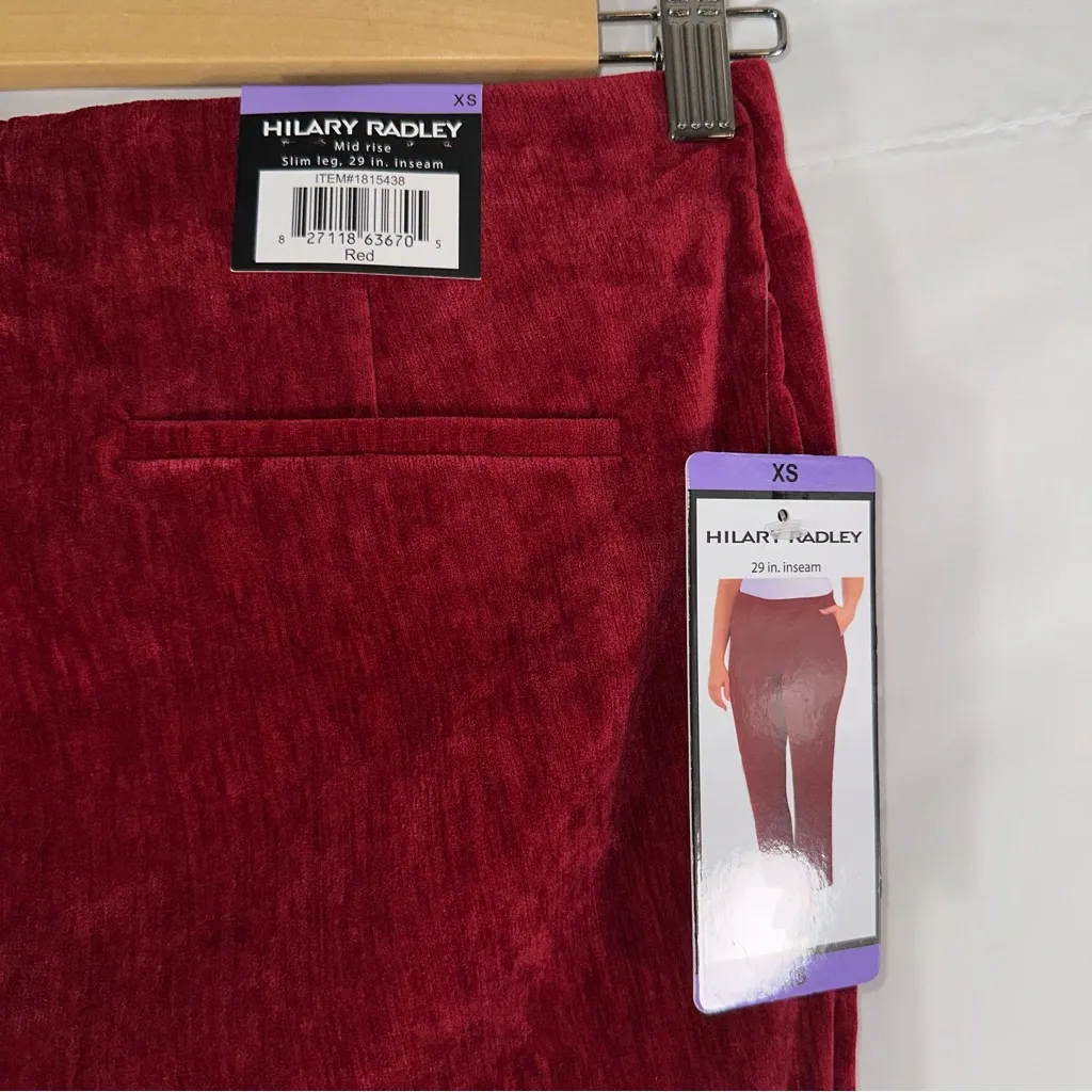 Hilary Radley Pants Women's Red XS 29 Inseam Mid-Rise Faux Suede Pull On NEW - Image 8