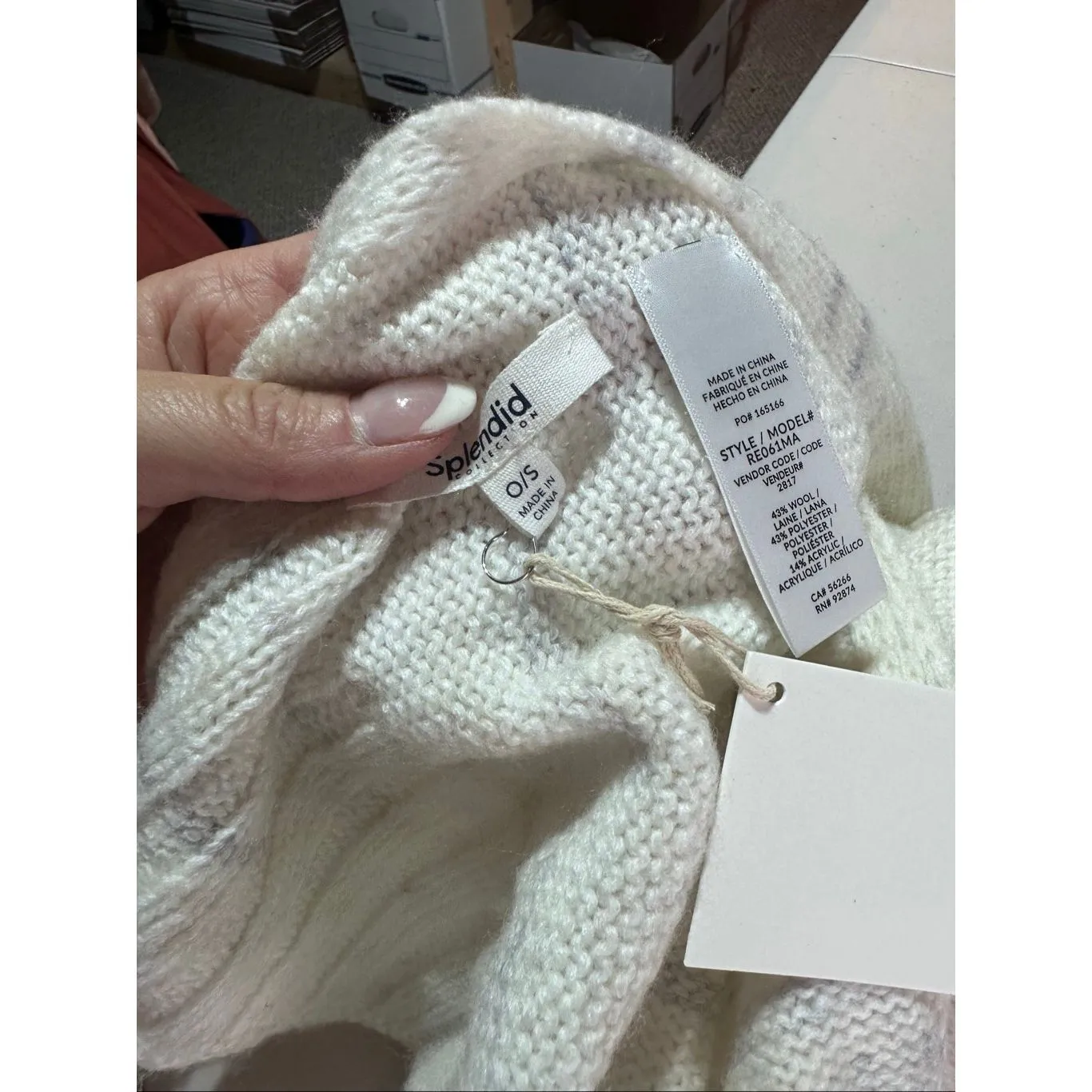 Splendid NWT Off White‎ Marled Wool Blend Winter Scarf Neutral Minimalist - Image 6