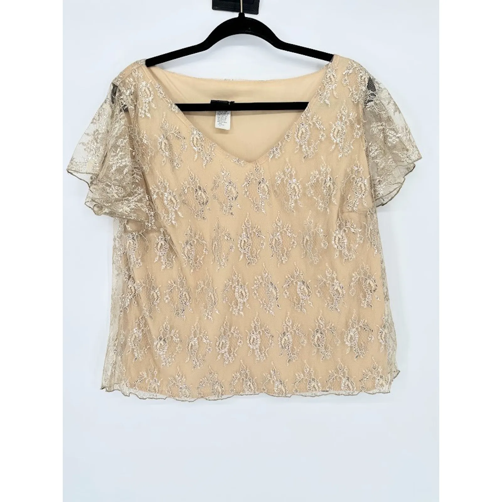 Vintage MSK Woman Skirt 18W Top 1X Set Maxi Fairy Mesh Lace Beige Wedding Formal Tan - Image 11