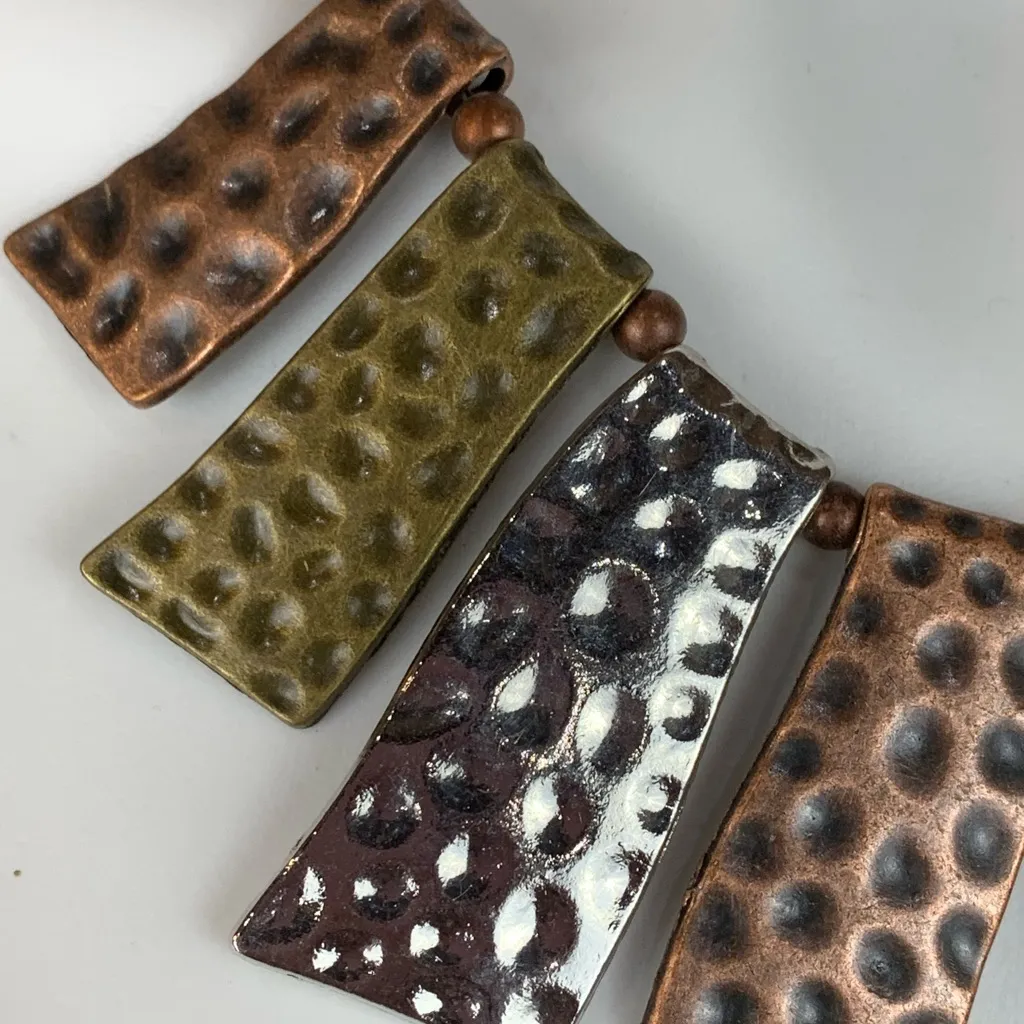 Mixed Metals Tri Color Hammered Statement Necklace Silver - Image 4