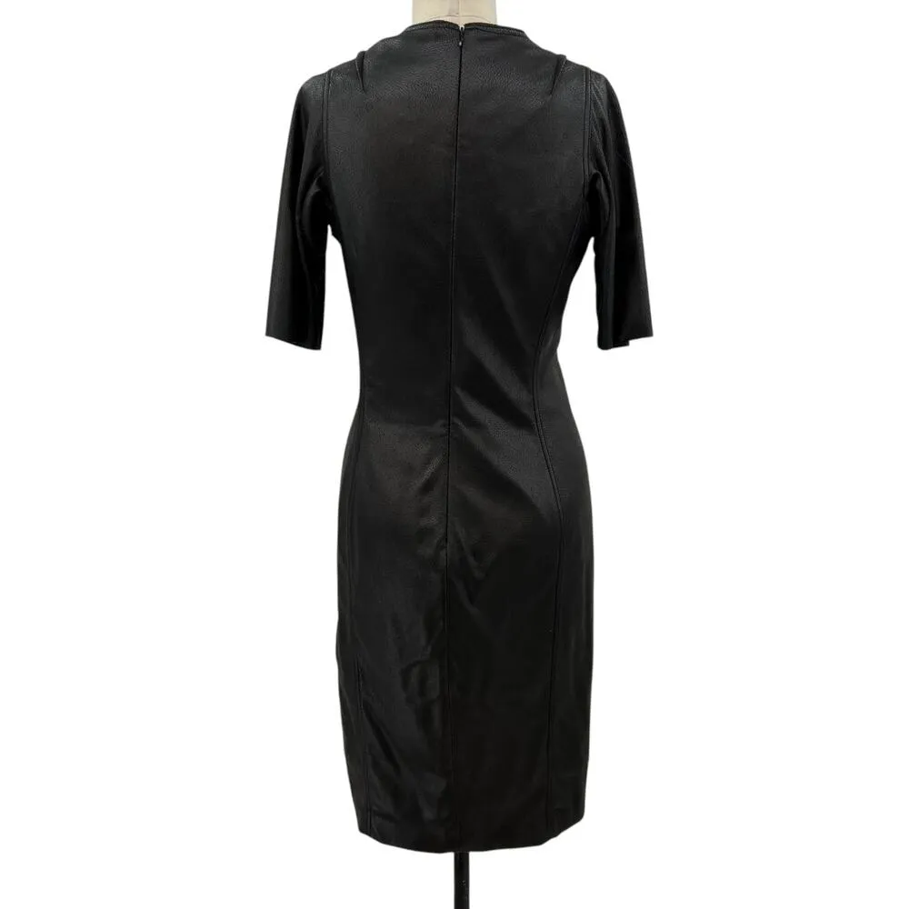 Byron Lars Black Faux Leather Faux Suede Sheath‎ Wiggle Dress Size 4 - Image 8