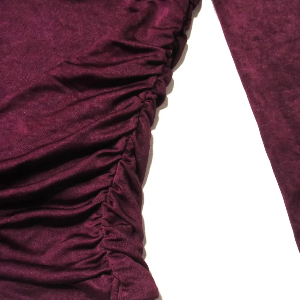 NWT Reformation Ines Knit Top in Wine V-neck Long Sleeve Ruched Blouse M - Image 5