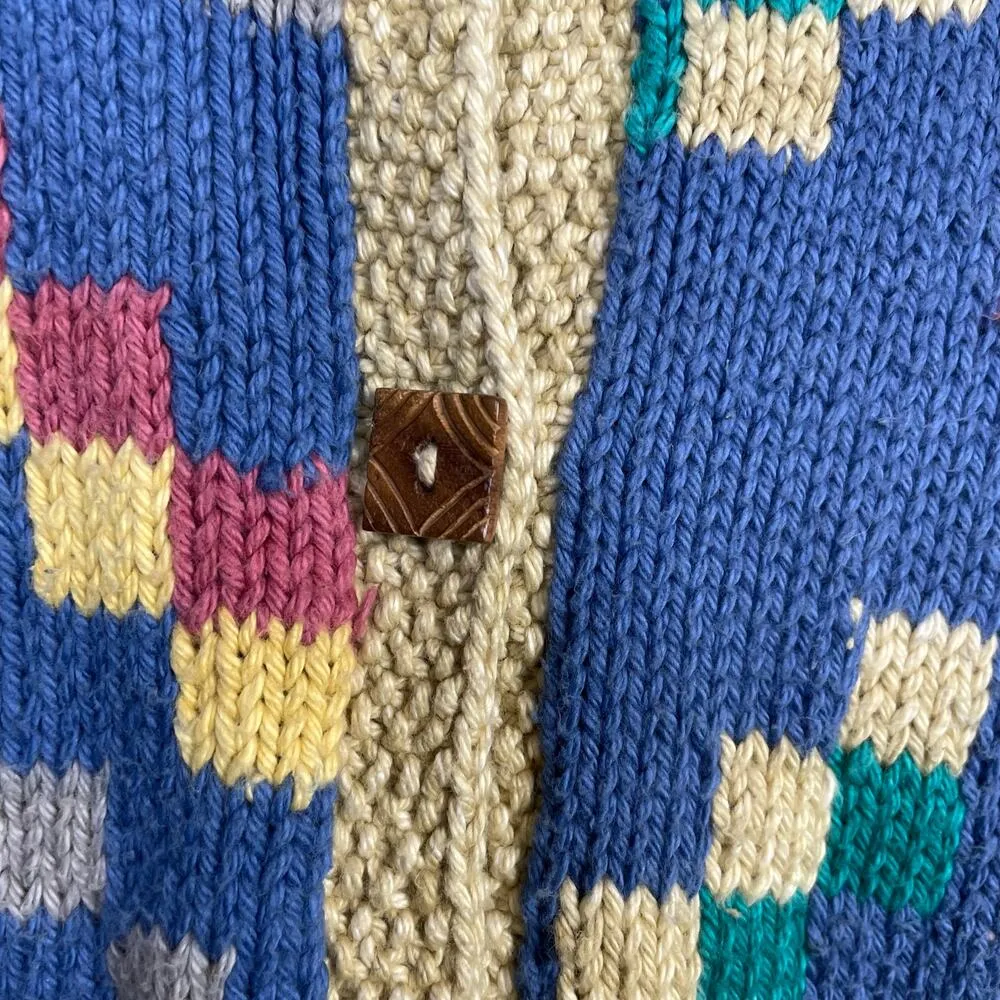 The Territory Ahead Vintage Y2K Chunky Knit Cotton Geometric Cardigan Sweater XL - Image 4