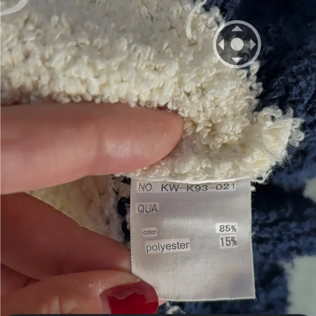 KIIT Cream and‎ Navy Japanese Cardigan Sweater Cotton Blend Size EST. Medium Blue - Image 5