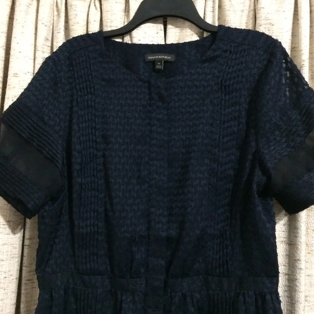 Banana Republic Navy Sheer Swiss Dot Dress - Image 2