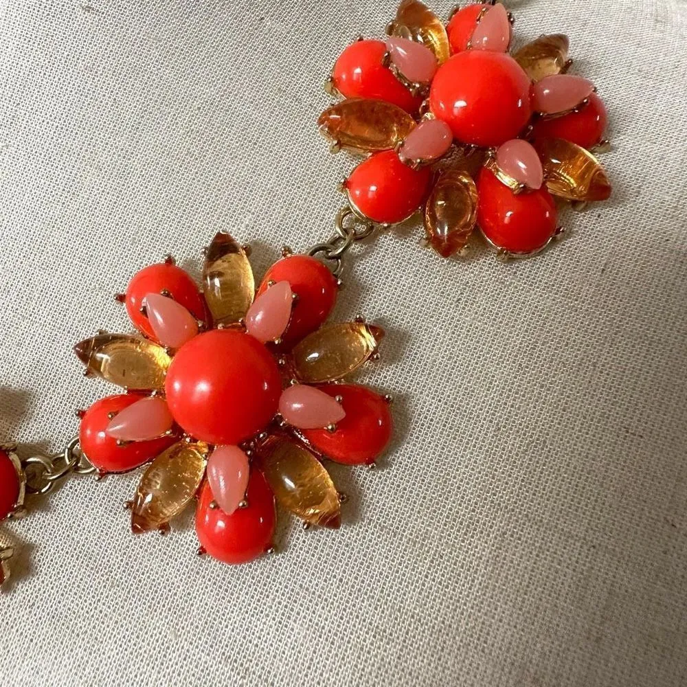Lane Bryant orange flower statement necklace - Image 3