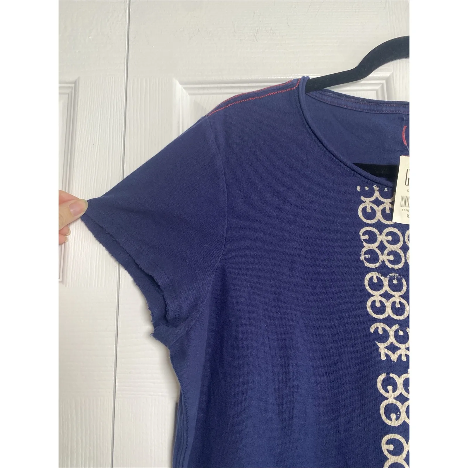 Gap Red Womens XL Round Neck Navy African Cotton Tee Deadstock 2007 - Image 2