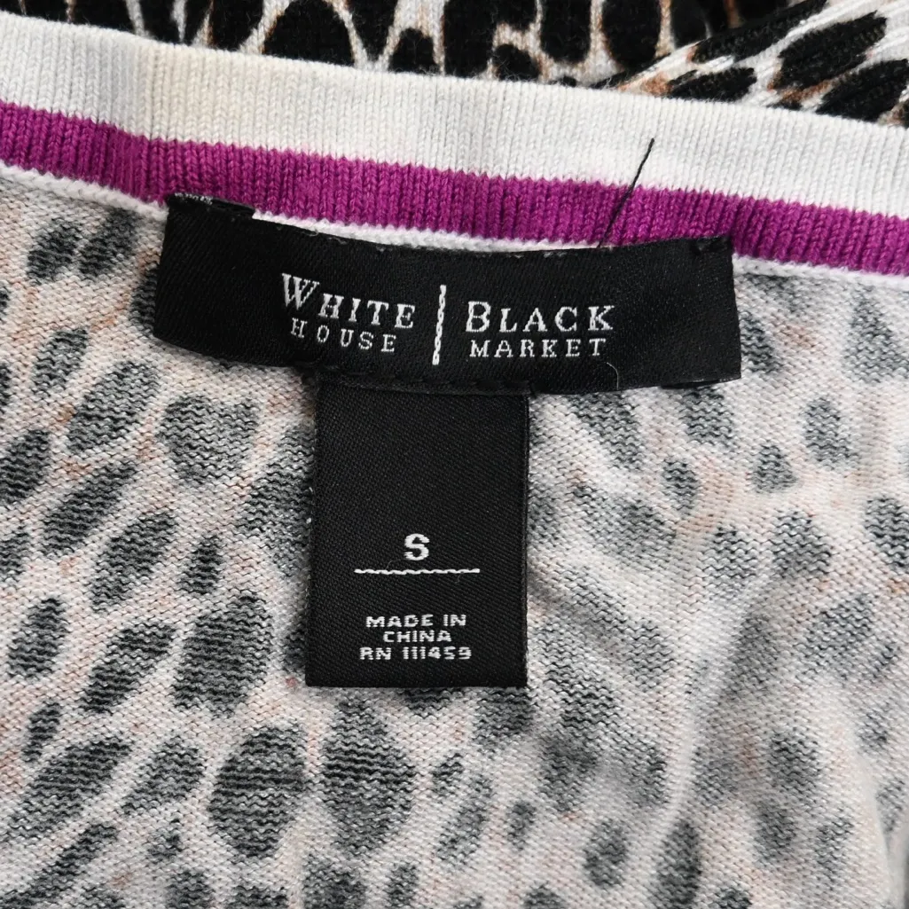 WHBM Women's S Leopard Print Snap Front Cardigan Sweater - Image 9