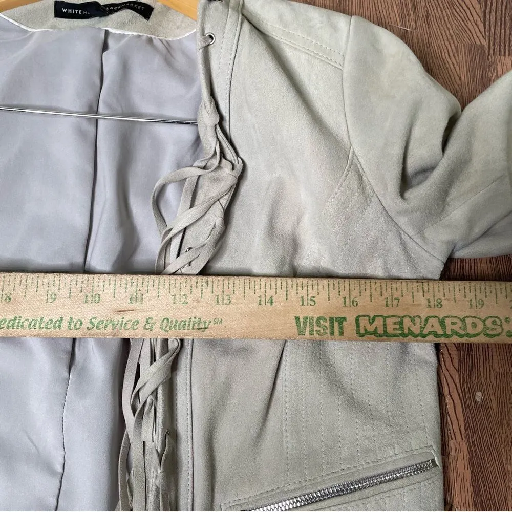 White house black‎ market genuine leather fringed open front Western jacket XS - Image 9