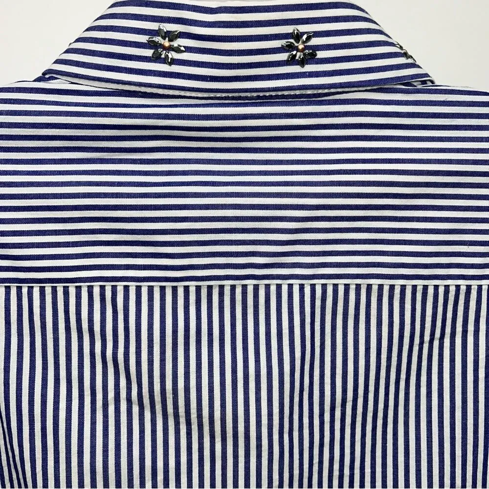 Nanette by Nanette Lepore Casual Striped Summer Tops w/Metal Floral Appliques-S - Image 8