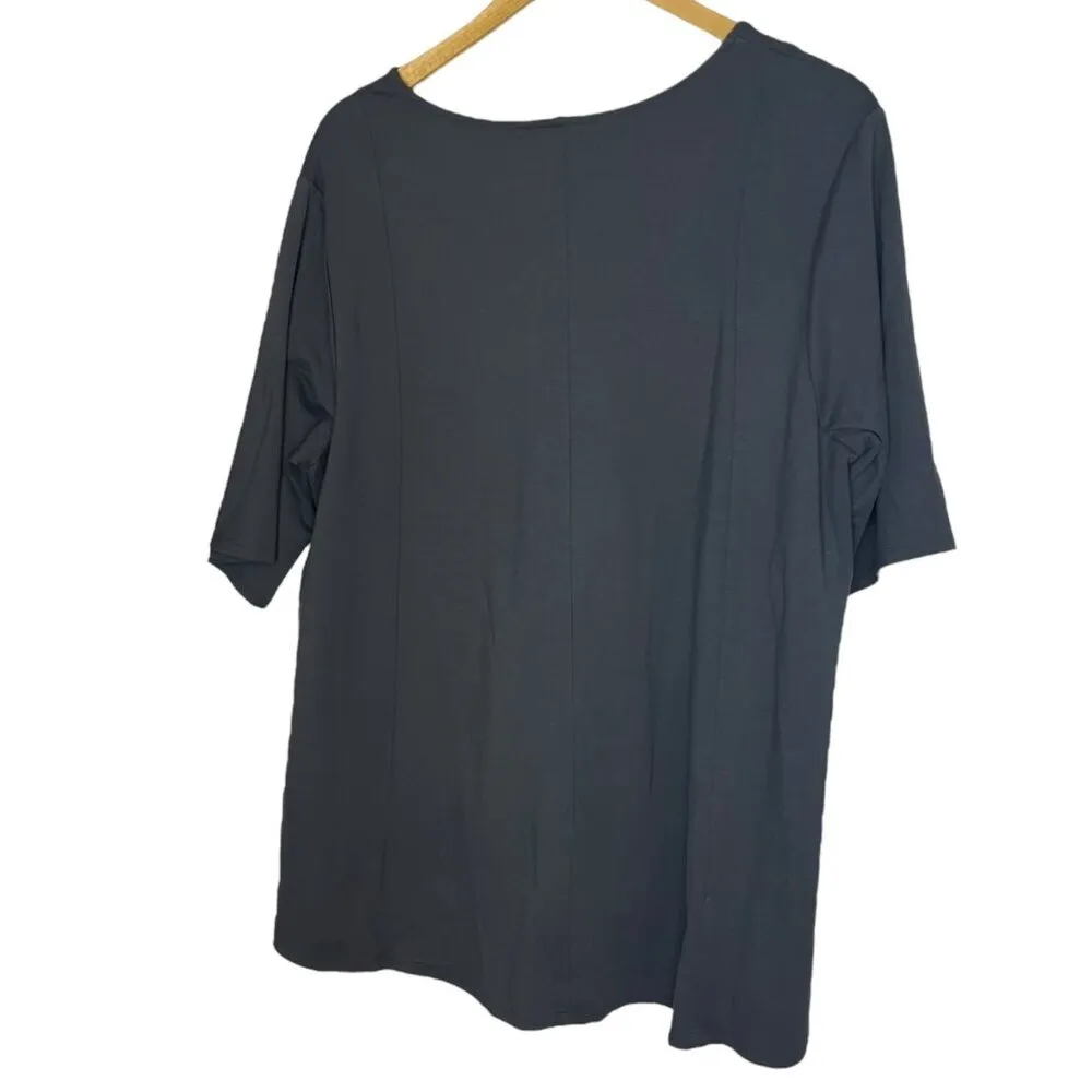 J. Jill‎ Women's XL Wherever Collection Boxy Tee Shirt Black Gray Casual Basic - Image 3