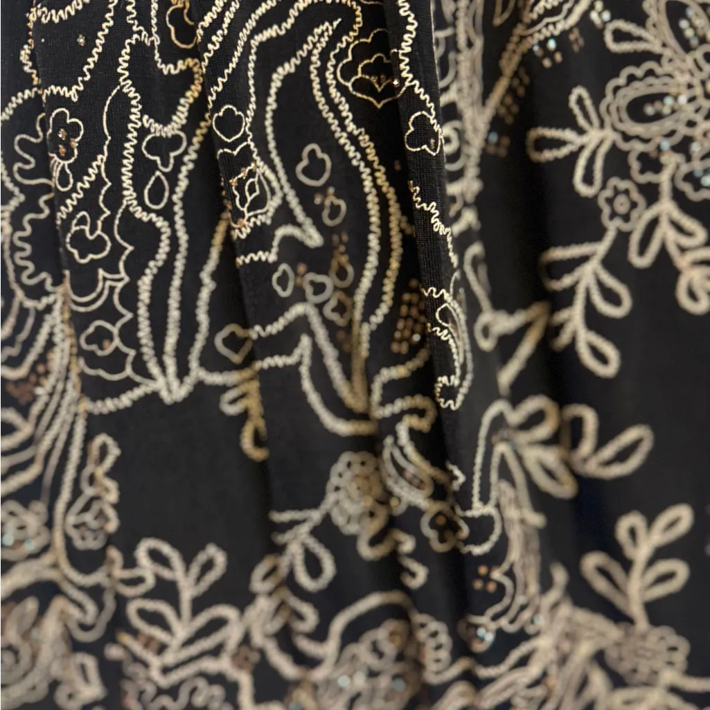 Alex Evenings Black and Gold Graphic Blouse‎ Size 1X - Image 2