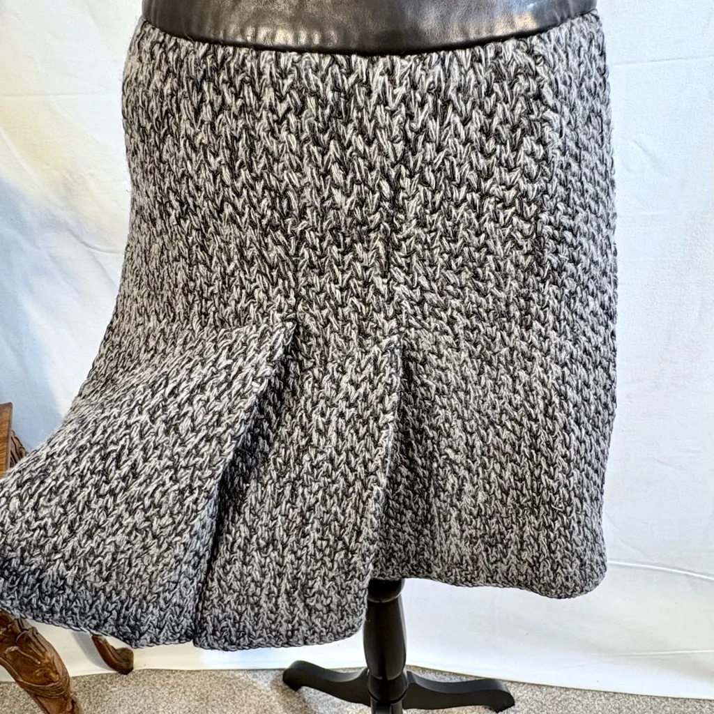 Rag & Bone Kendal Wool Cashmere Blend Pleated Skirt Leather Waist Trim Size 0🧡 - Image 4