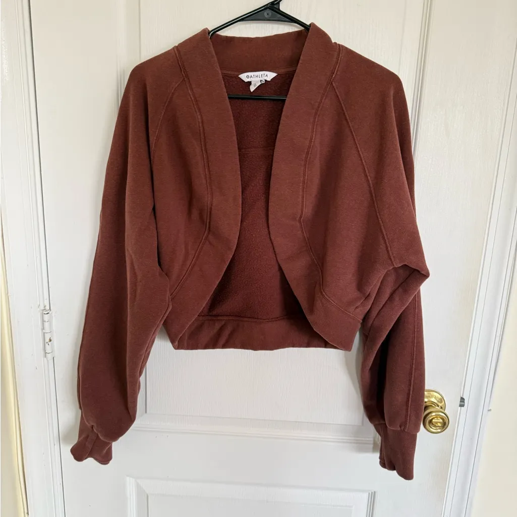 Athleta Retroplush Wrap Sweatshirt Brown - Image 3