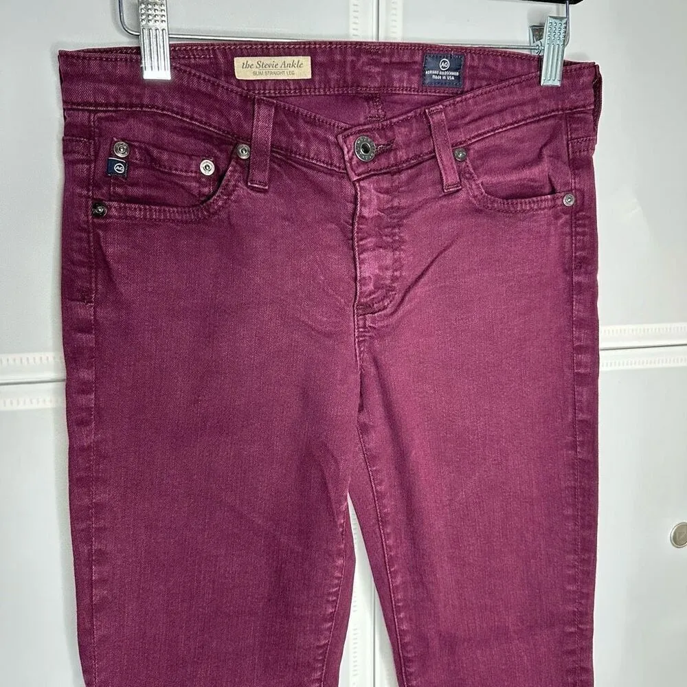AG Adriano Goldschmeid The Stevie Ankle Slim Straight Jeans in Bordeaux 26 - Image 10