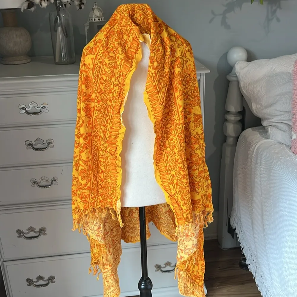 Wrap Colorful Bright Yellow Orange Fringe Gypsy Hippie - Image 6