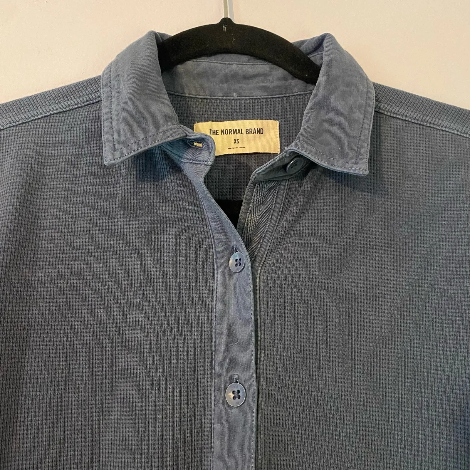 The Normal Brand Blue Henley Thermal Long Sleeve Shirt Dress Women's size XS - Image 4