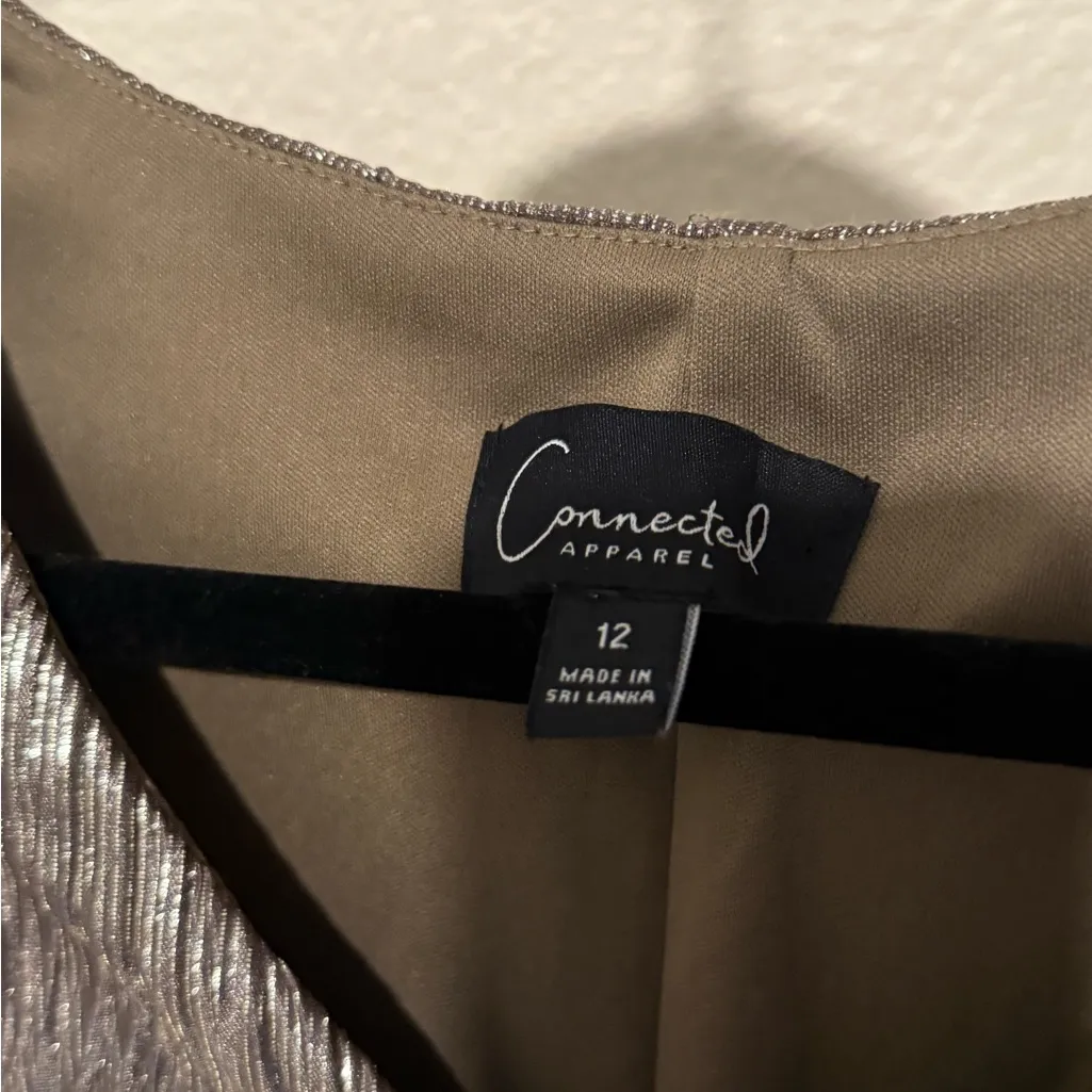 Vintage Connected Apparel Shimmering Gold Plisse Tiered Cocktail Dress Size 12 - Image 2