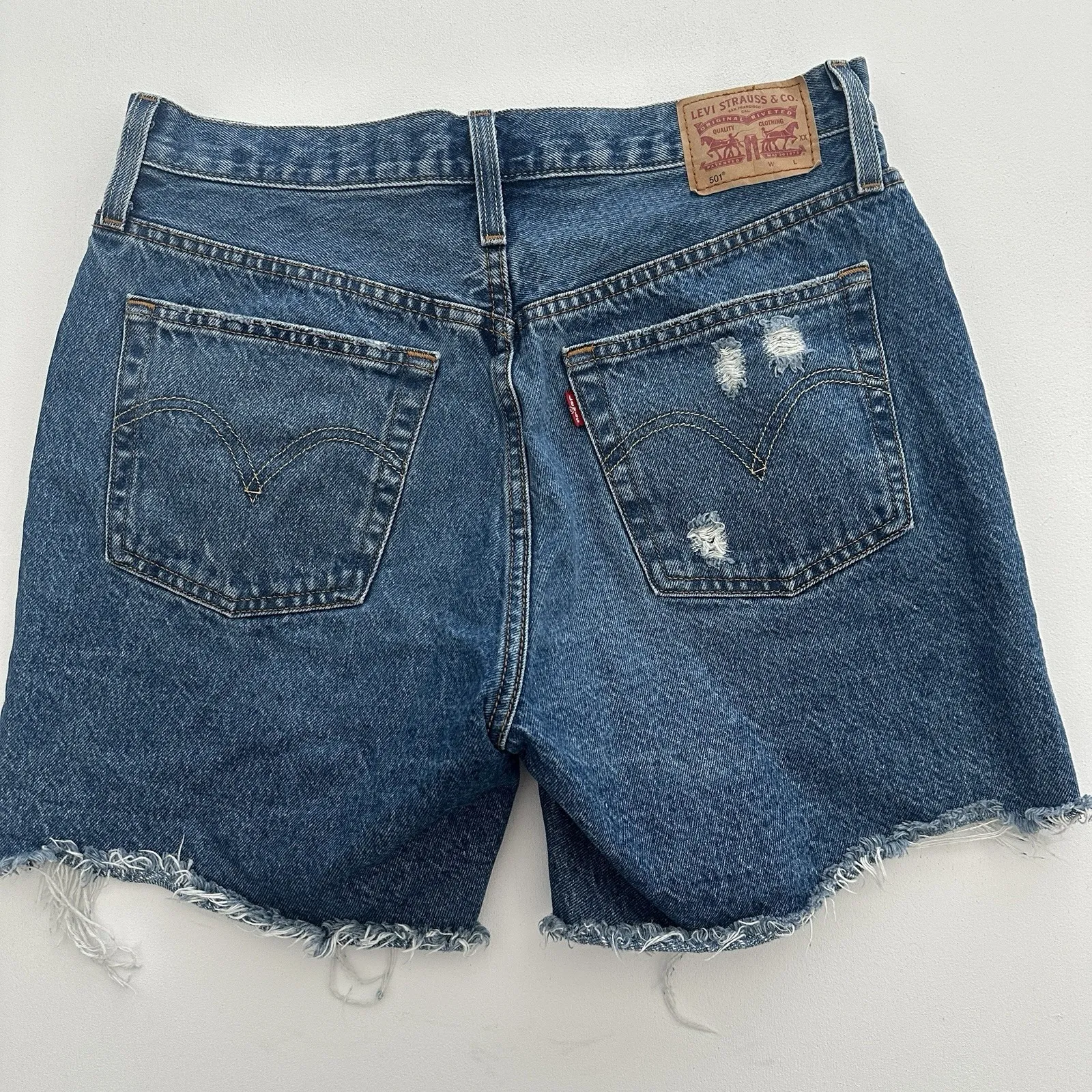 Levi's Shorts Denim 501 Cut Off Festival Hippie Country, Sz: Women 30 (b15b) - Image 2