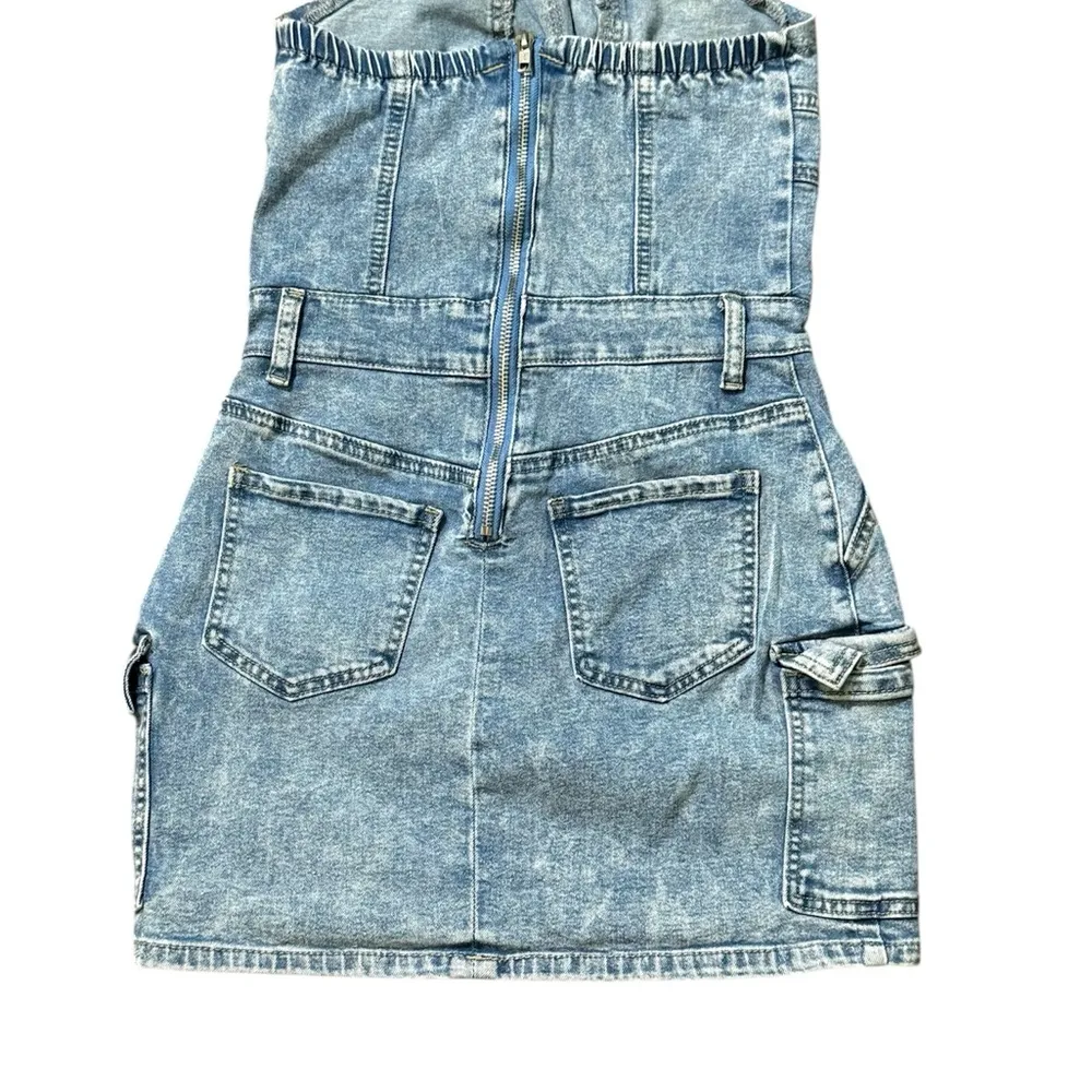 y2k Denim Mini Dress with Pockets - Image 2