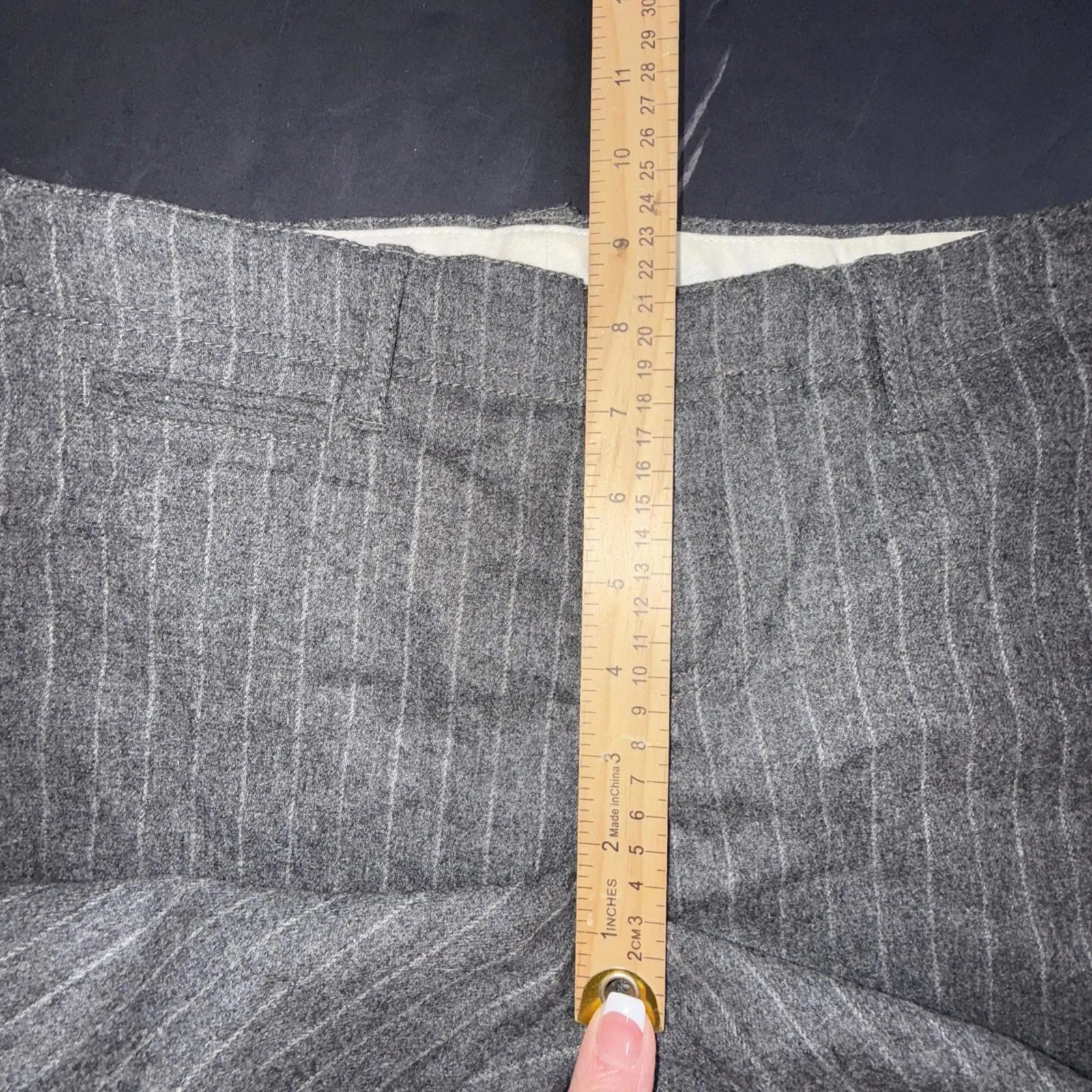 Vintage Gap Gray Pinstripe Wool Blend Y2K Business Casual Preppy Dress Pants 2 - Image 7