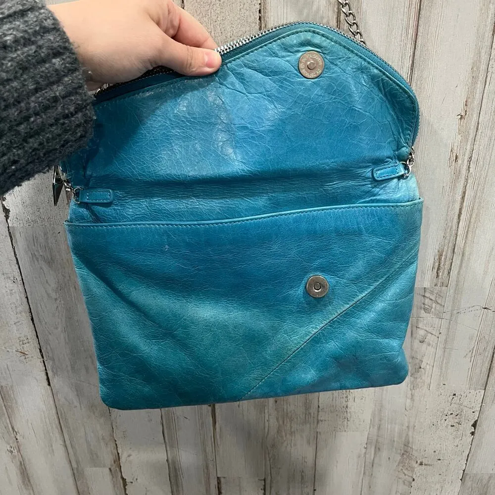 Hobo The Original Daria Blue Leather Crossbody Purse Clutch Wallet Bag Vintage - Image 3