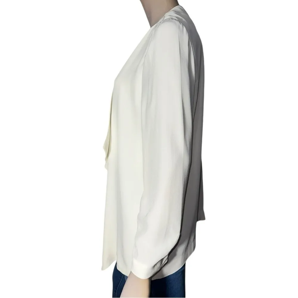 Tibi Women’s Size 8 Ivory Cream Drape Front Ruched Sleeves Blazer Jacket - Image 4