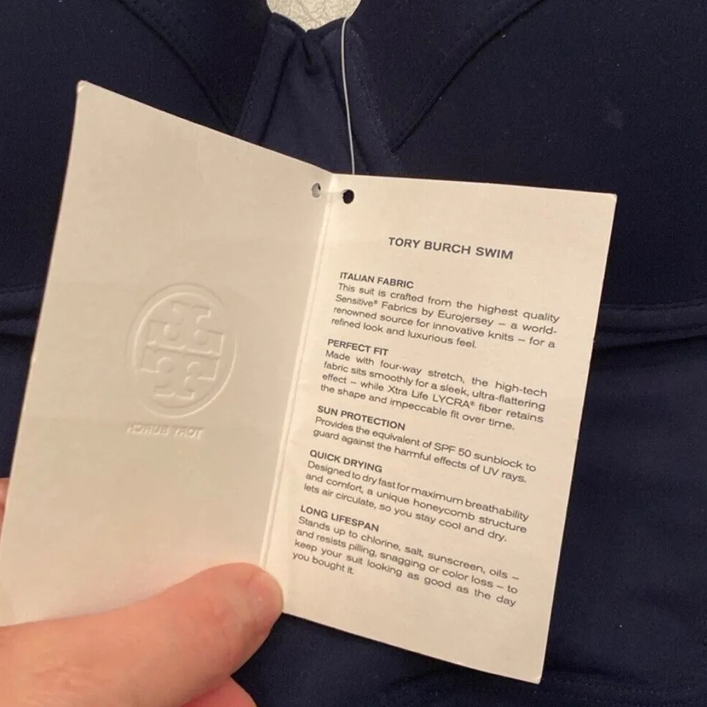 NWT Tory Burch Navy and White One Piece Bathing Suit - Image 12