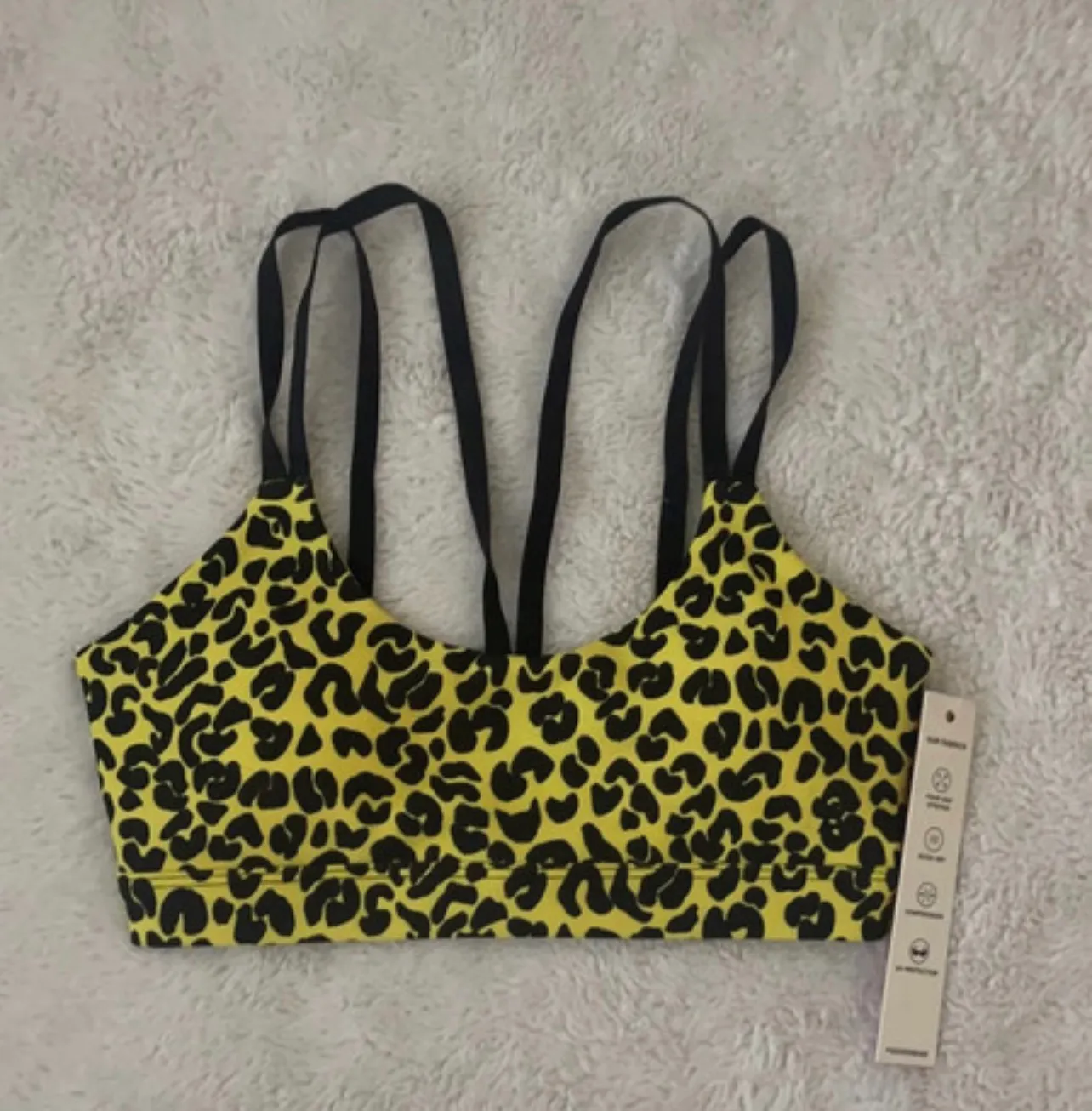 Animal Print Yellow & Black Sports Bra, Size: 0 - Image 6