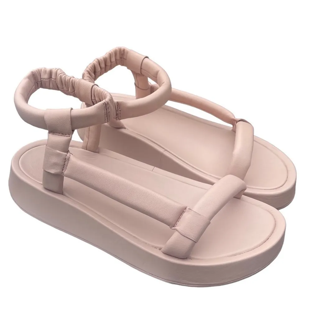 ASH Victoria Womens Leather Quilted Puffy Platform Sandals Blush pink Sz 38 - Image 3