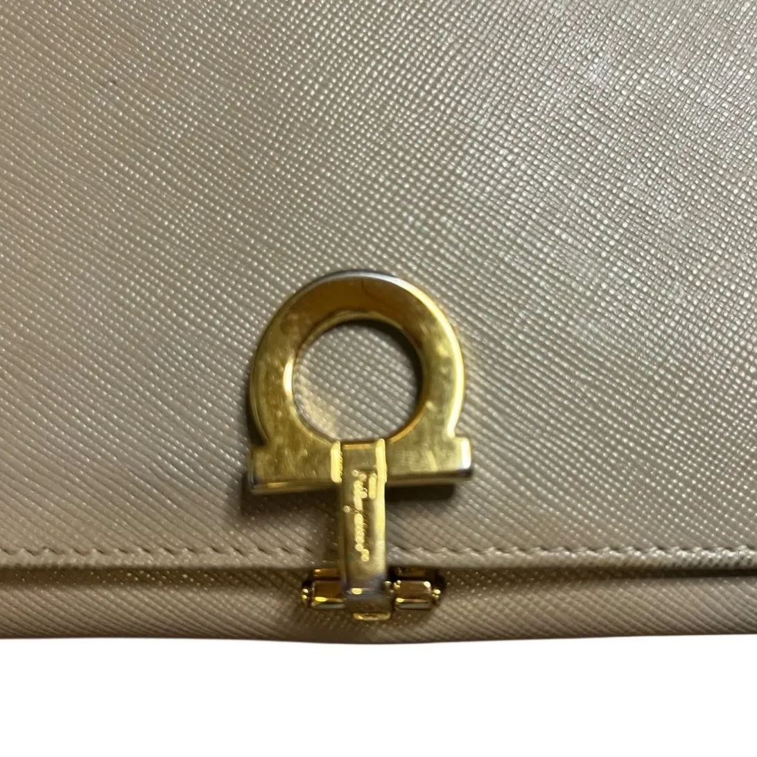 Salvatore Ferragamo Gancini Continental Wallet beige Gold-tone Gancini clasp - Image 6