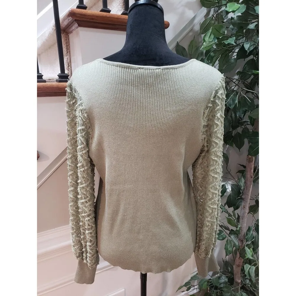 Cato Women's Green Rayon Scoop Neck Lace Long Sleeve Pullover Sweater Size 18/20 - Image 10