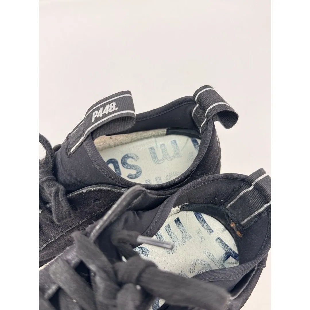 P448 Sohosocks Womens Shoes Black Suede Low Top Fashion Sneakers Italian 39 US 9 - Image 10