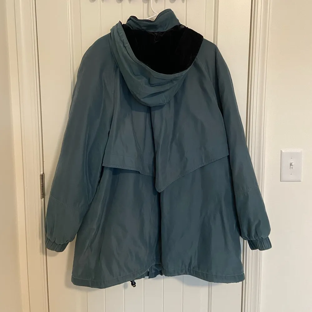 Vintage FS Limited women’s teal black velvet removable hood zip soft coat 2X‎ Blue - Image 6