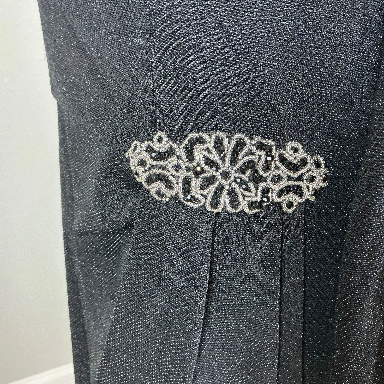 Alex Evenings Long Sleeve Metallic Evening Gown Black Size 12 Formal Dress - Image 7