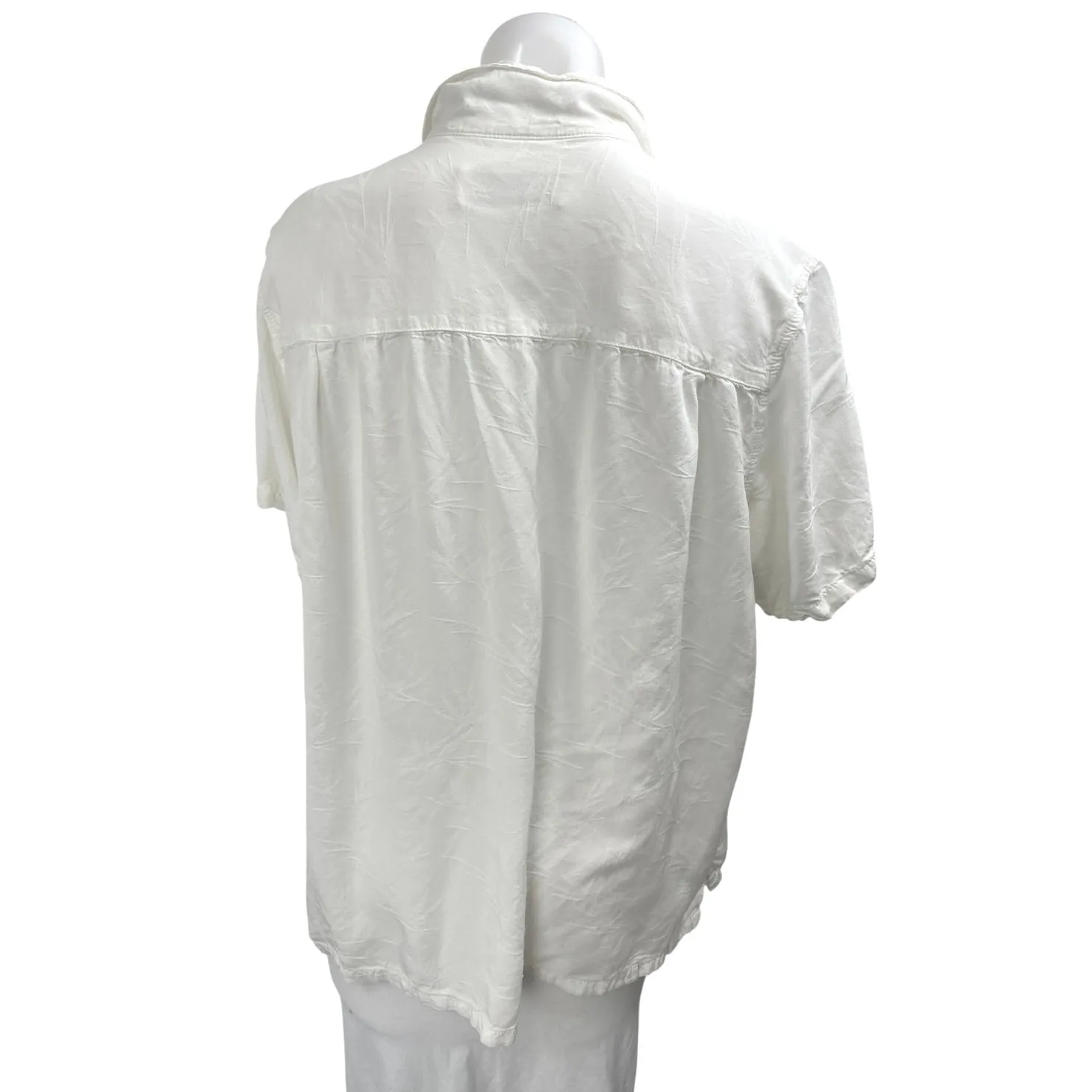 Lanikai Surf Vintage White Short Sleeve Pocket Button Down Shirt Top Size XL - Image 2