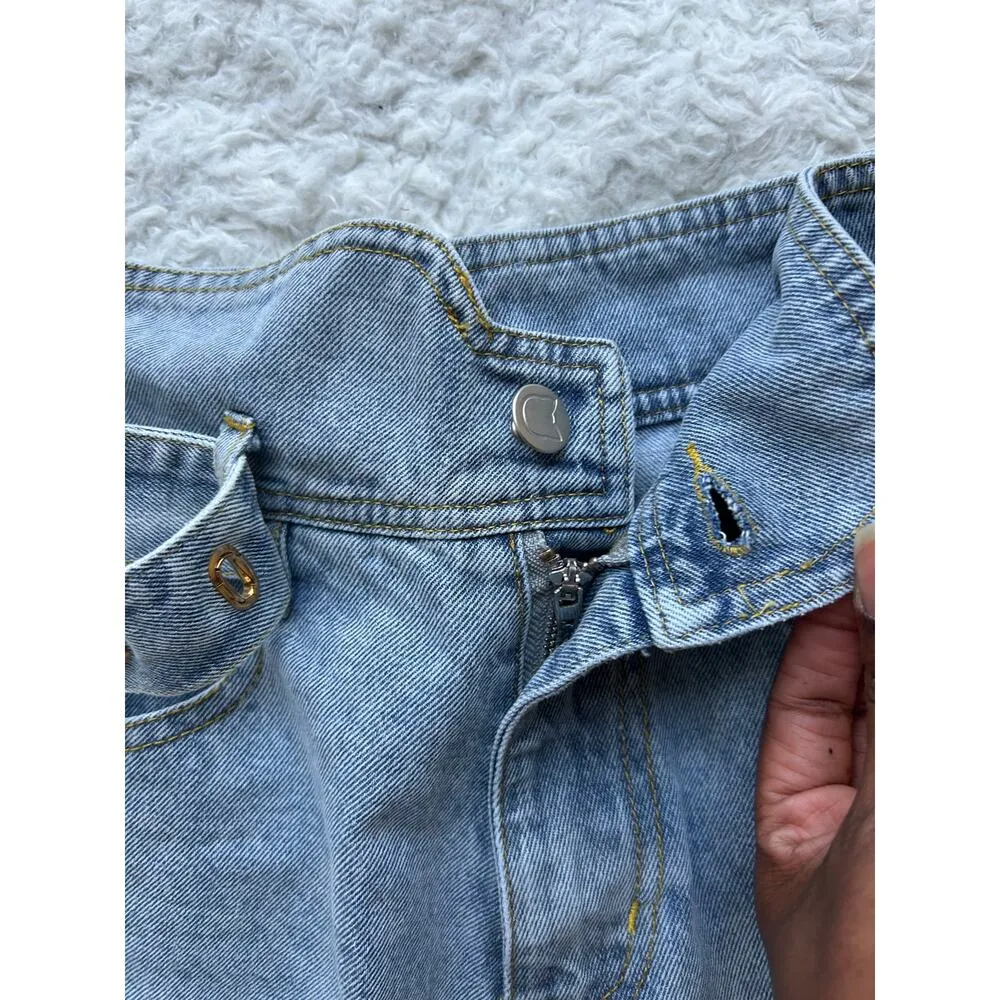 Kittenish High Waisted Belted Denim Shorts Size XS - Image 3