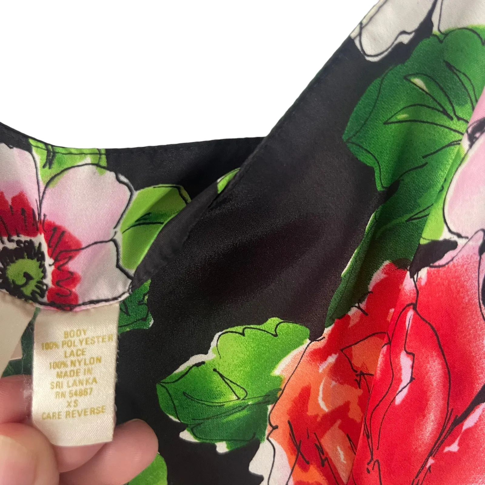 Victoria's Secret Vintage 90s Women‎ Small Black Floral Lace Lingerie Cami Top - Image 5