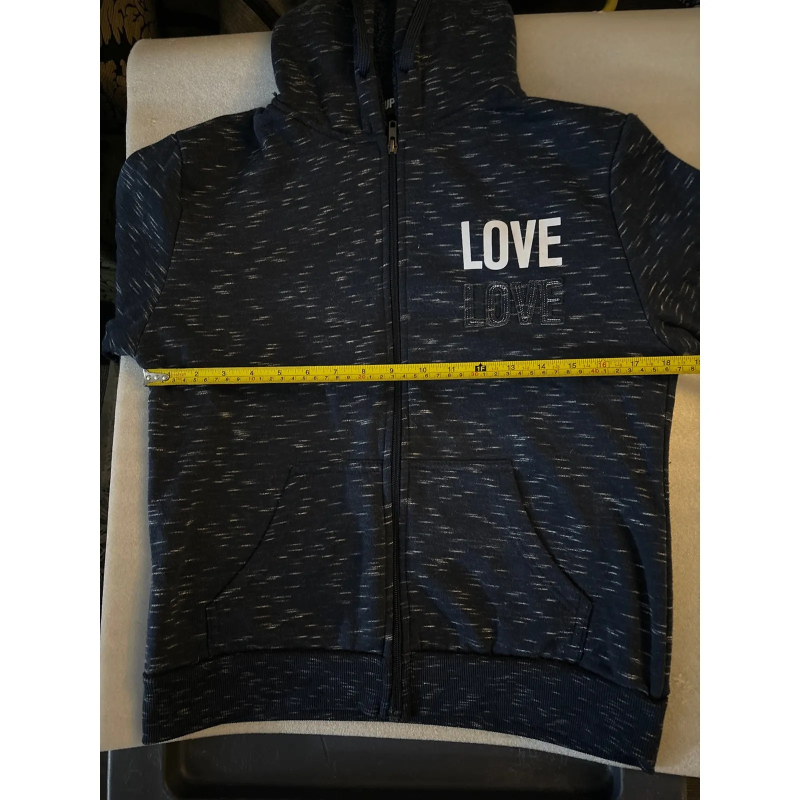Supernova Love Hoodie Blue/ White L Zip Tie Comfy Cozycore Preppy Winter Lounge Blue Size L - Image 9