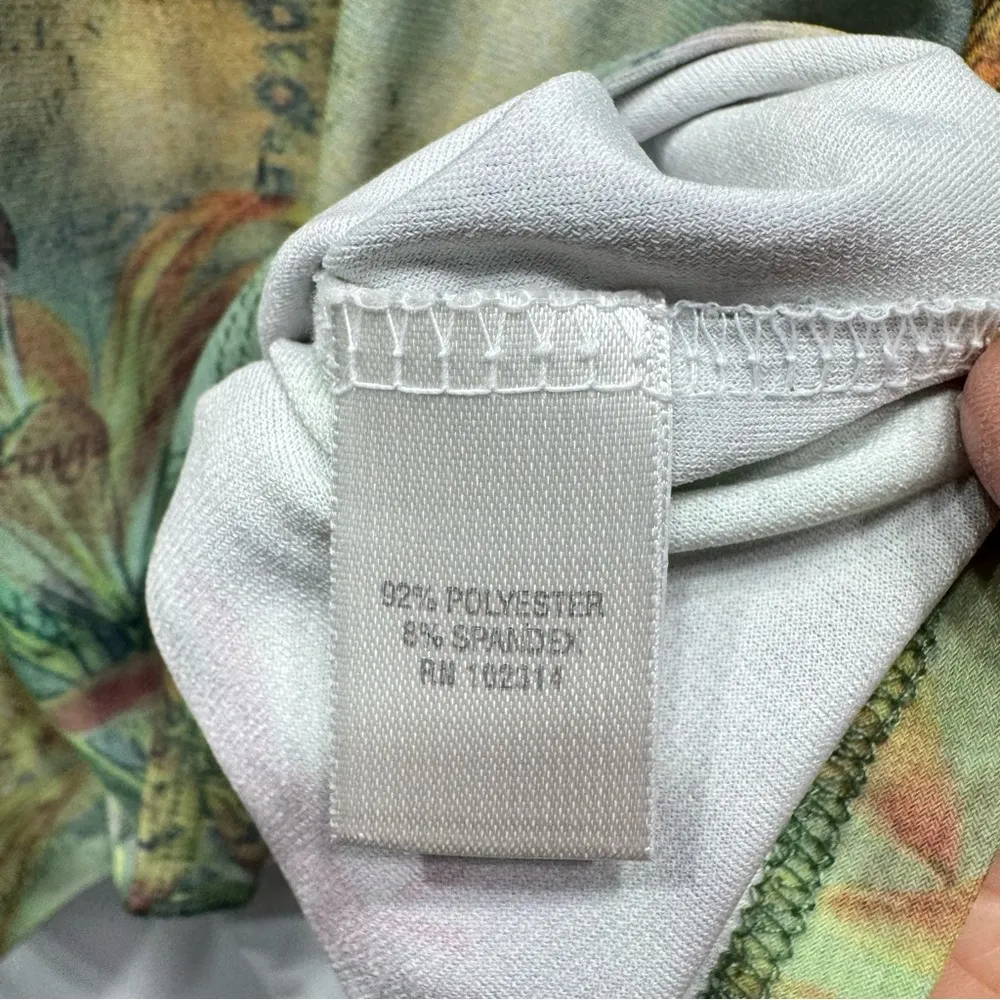 Christopher & Banks Tropical Floral Postcard Travel Scene 3/4 Sleeve Top - Image 4