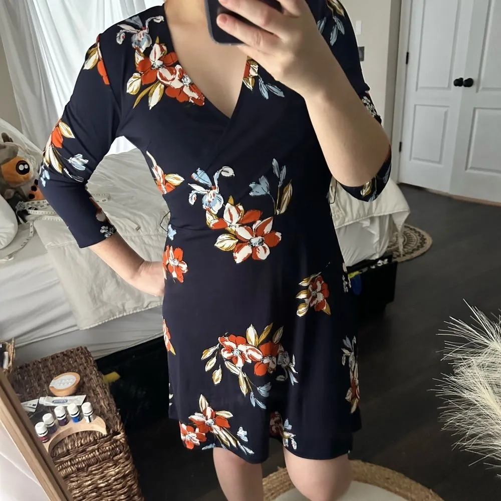 Stitch Fix Women’s Extra Small Leota Faux Wrap Dress Jersey Reye Navy Floral NWT - Image 11