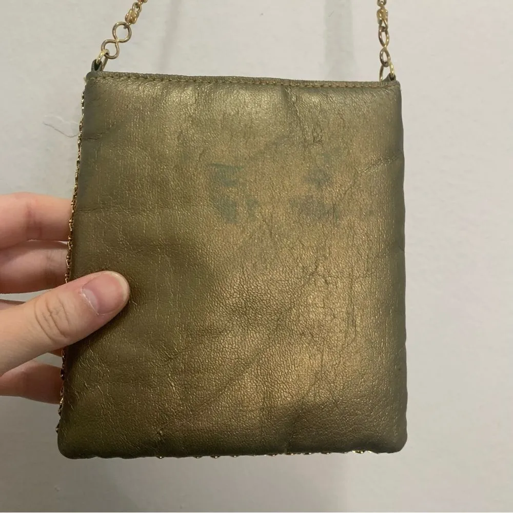Vintage Gold Sequin/Metallic Long Chain Purse - Image 2