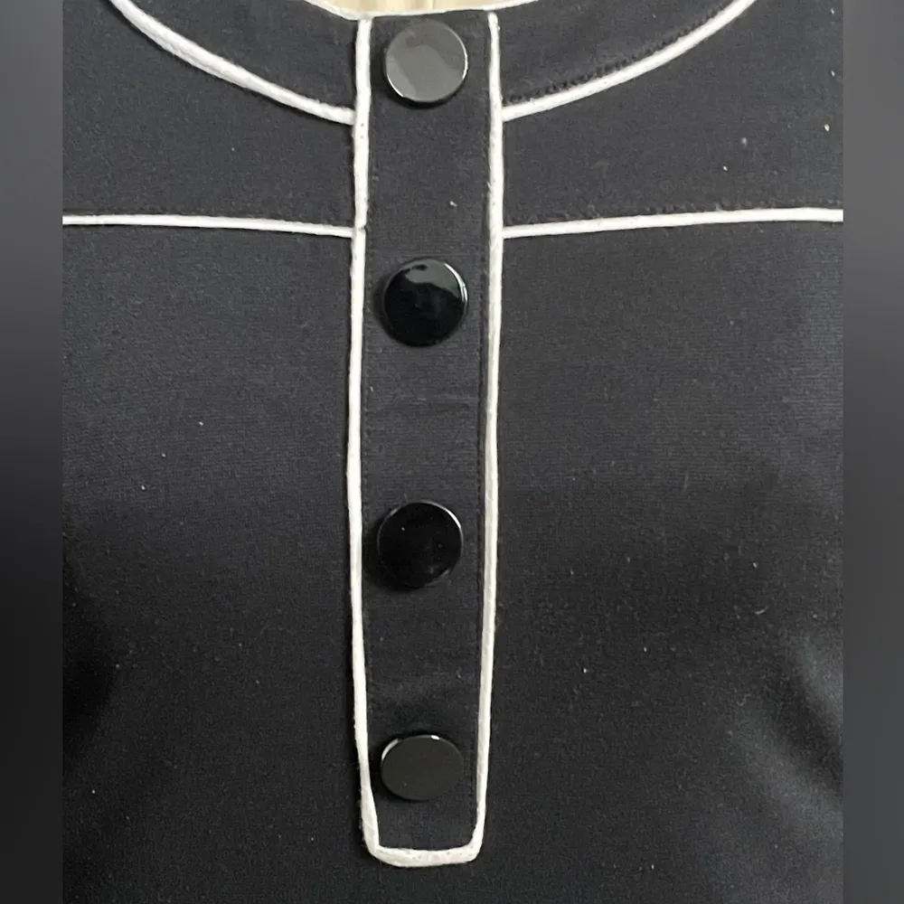 Retro mod style Black Sleeveless Dress White Trim 60s vtg 90s vintage M medium - Image 5