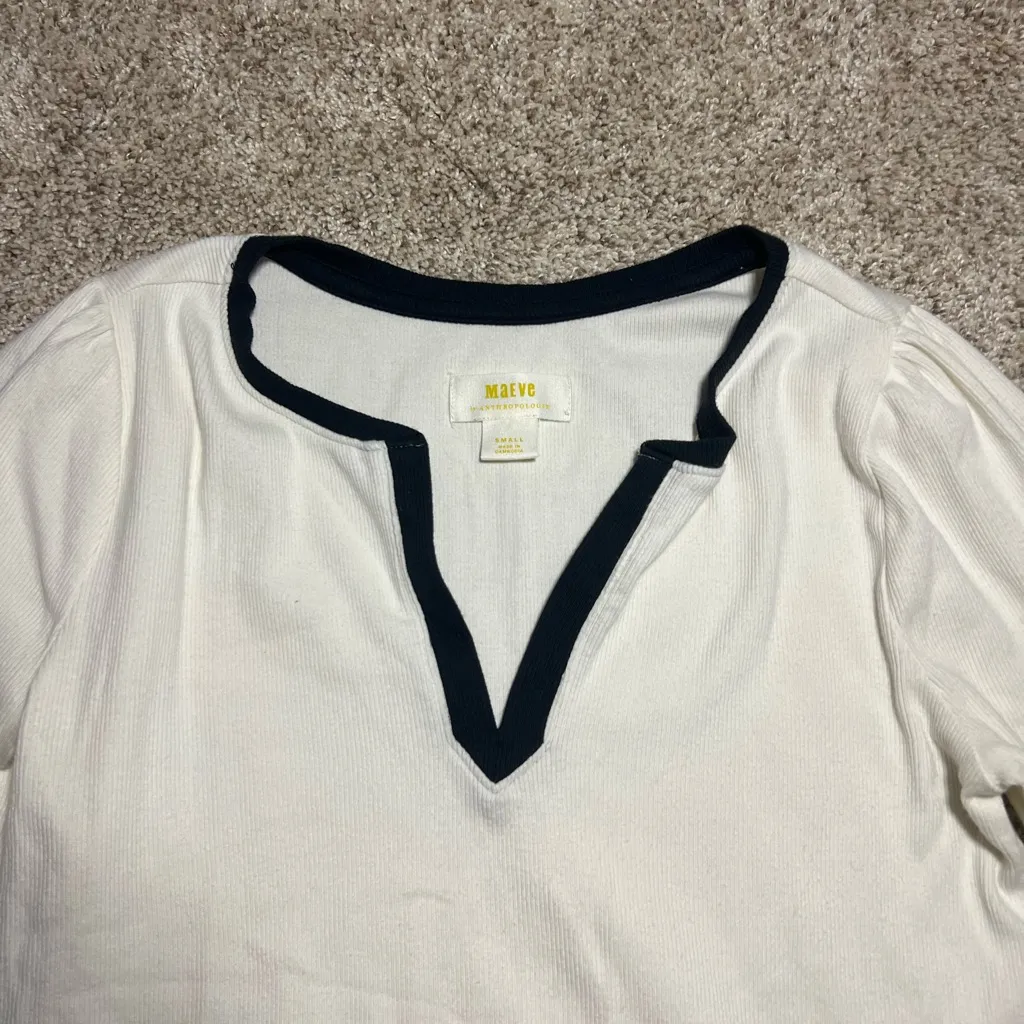 Maeve Cream Top with Black Trim - Image 2
