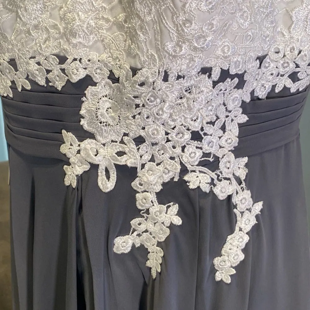 Women’s Ivory Lace Top Chiffon V - Image 3